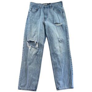 Levis Silver Tab Men's Jeans 32X32 Re Issue Blue Light Denim Loose Fit Destroyed